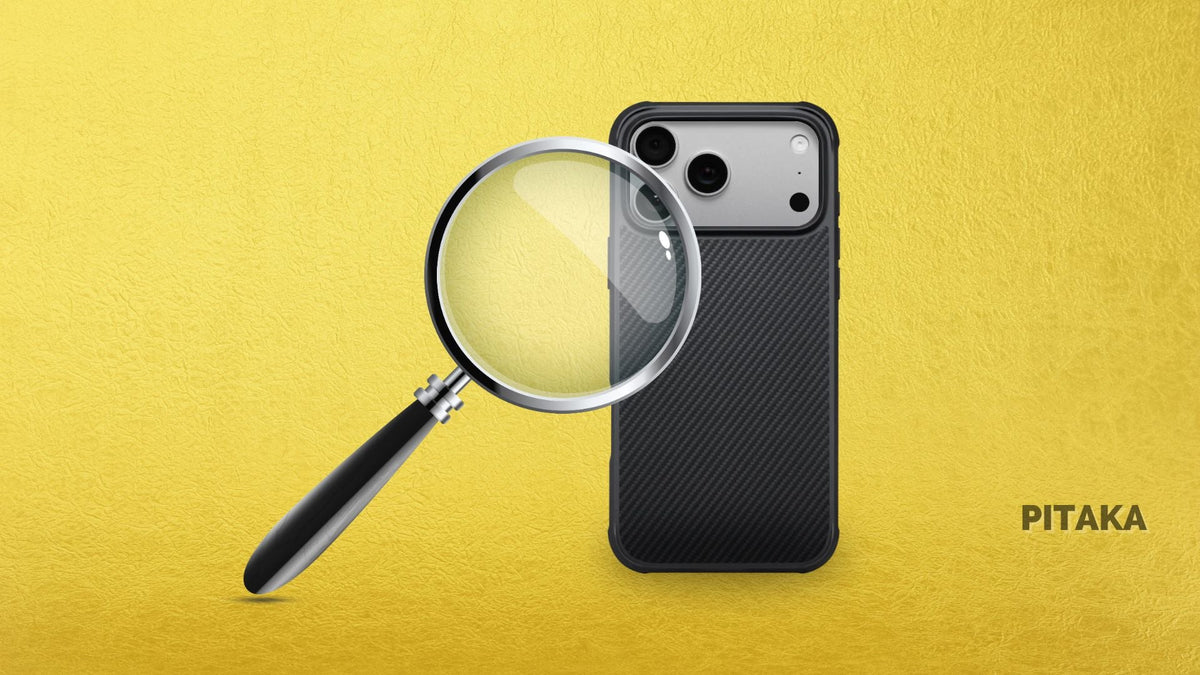 big magnifying glass on PITAKA iPhone 17 Pro Max Aramid ProGuard Case