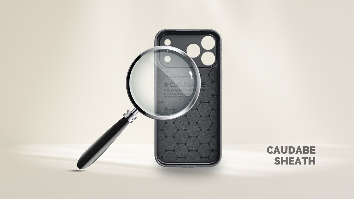 Caudabe Sheath iPhone 17 pro max case review showing magnifying glass