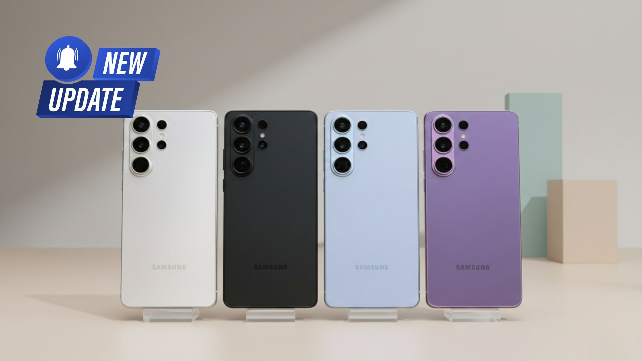 AI-generated photo showing four rumored color options of the Galaxy S26 Ultra