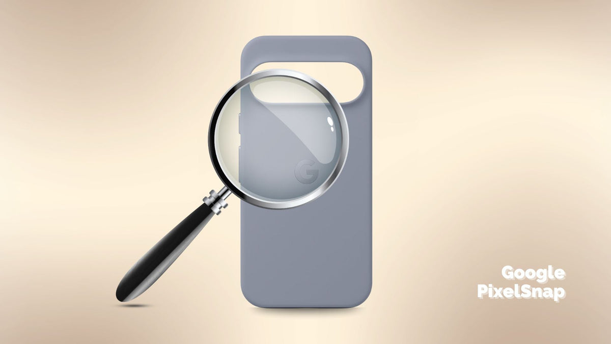 Google Pixelsnap case for pixel 10 series with magnifying glass and minimalist background