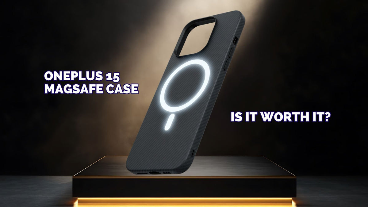 oneplus 15 magsafe case worth it shown as text with photo of aramid fiber case with magsafe symbol