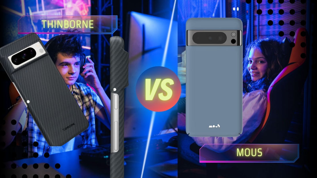 a picture showing thinborne vs mous super thin pixel 8 pro case