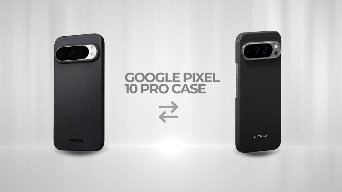 Thinborne and Pitaka google pixel 10 pro case next to each other
