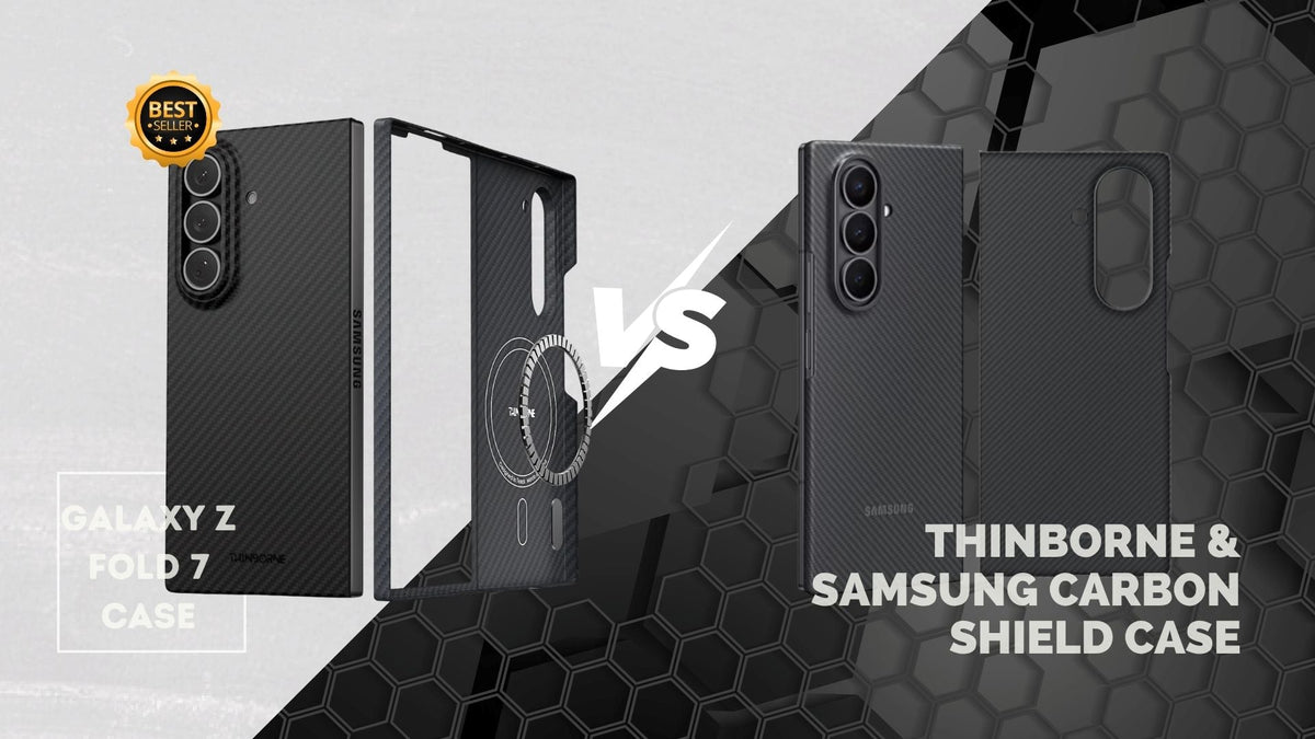 Thinborne vs Samsung Carbon Shield Galaxy z fold 7 case comparison 2025 banner photo