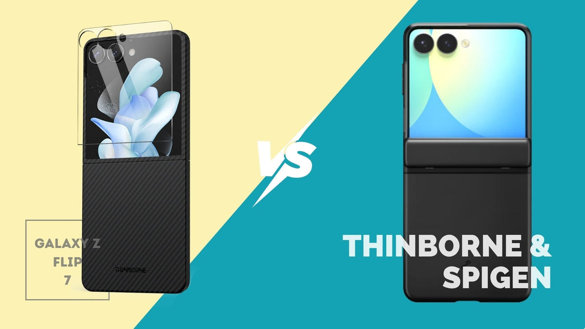 Thinborne vs Spigen Galaxy Z Flip 7 case side by side comparison