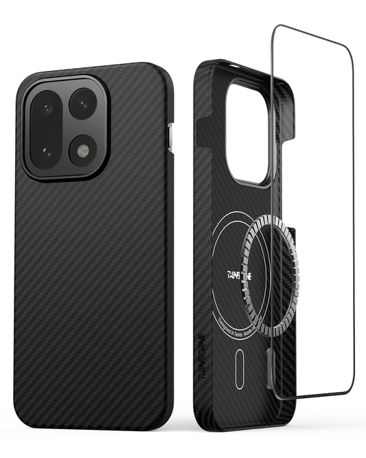 back and front view of oneplus 15 case with tempered glass screen protector