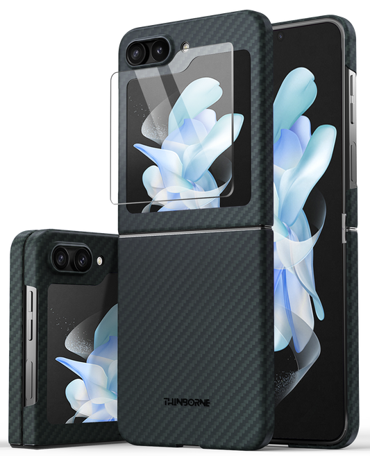 show differernt angle of aramid fiber galaxy z flip 5 case