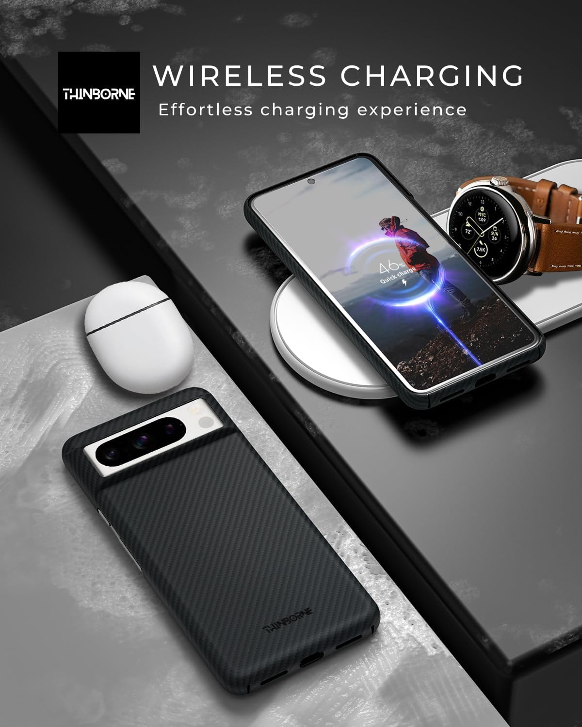 wireless charging compatible pixel 8 pro sleek case