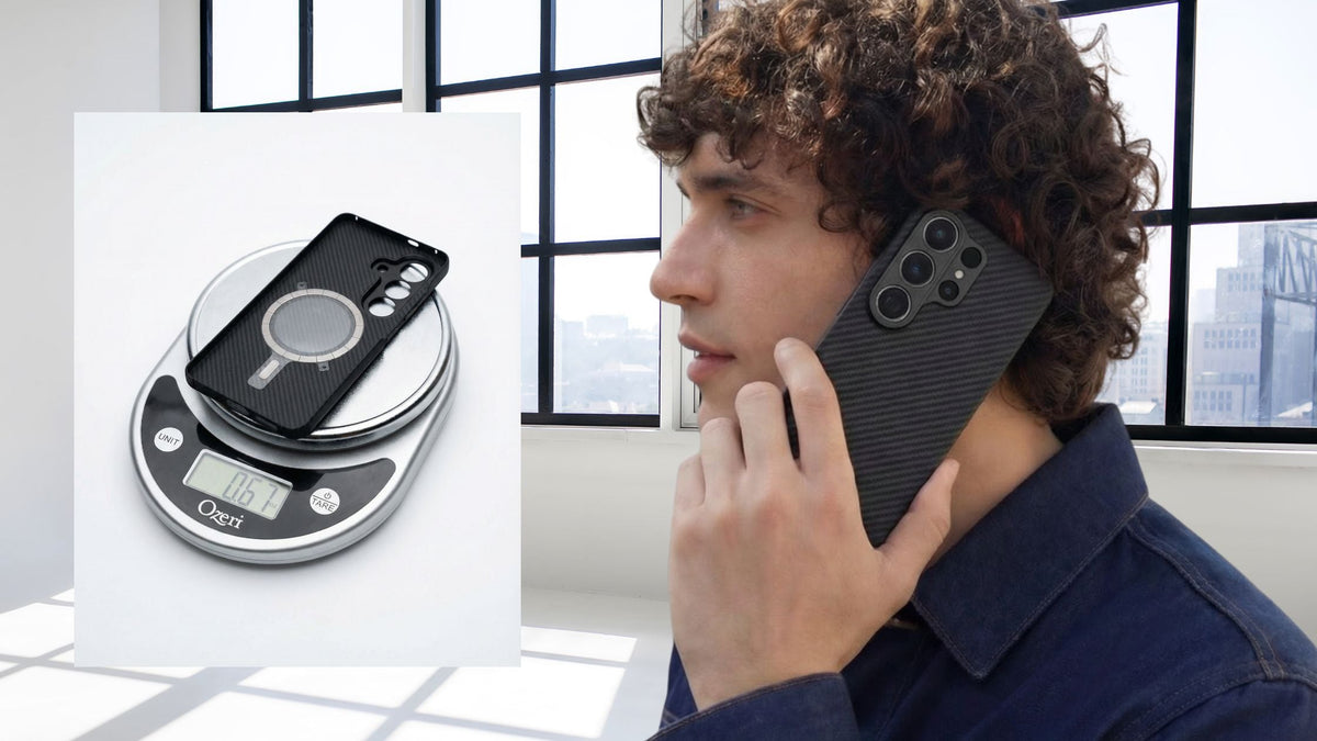 Man using his Samsung Galaxy S26 Ultra in Thinborne Super Thin Galaxy S26 Ultra Case