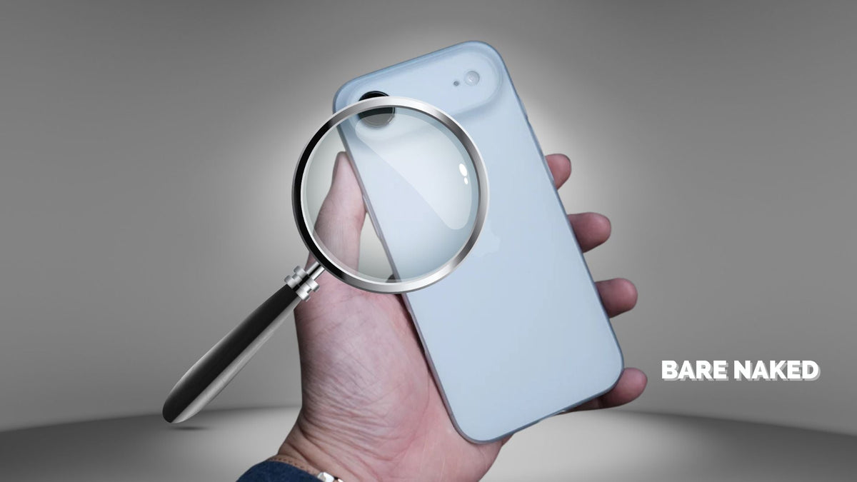 A big magnifying glass with Bare Naked Case for iPhone Air