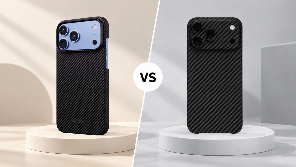 A side-by-side image of ThinBorne and Latercase iPhone 18 Pro Max cases