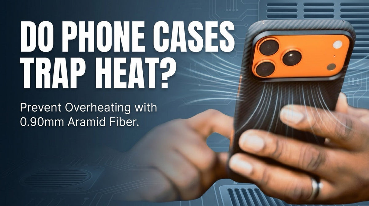 Image of a phone in a case with  airflow to show it does not trap heat