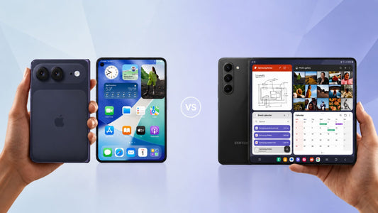 AI-generated image of rumored iPhone Fold and Galaxy Z Fold 8 Wide