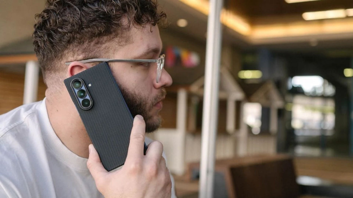 Hand holding a Galaxy Z Fold 8 Ultra case from ThinBorne