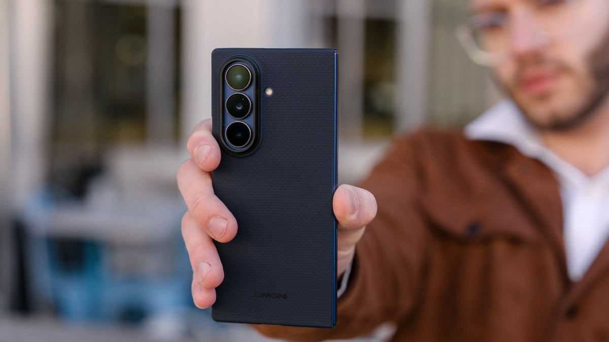 Man holding up Galaxy Z Fold 8 Ultra in Thinborne case
