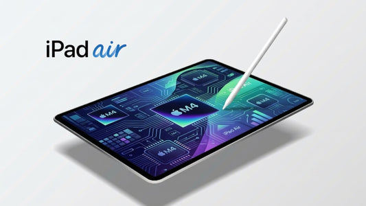 Floating tablet and stylus pen with the display showing M4 chips