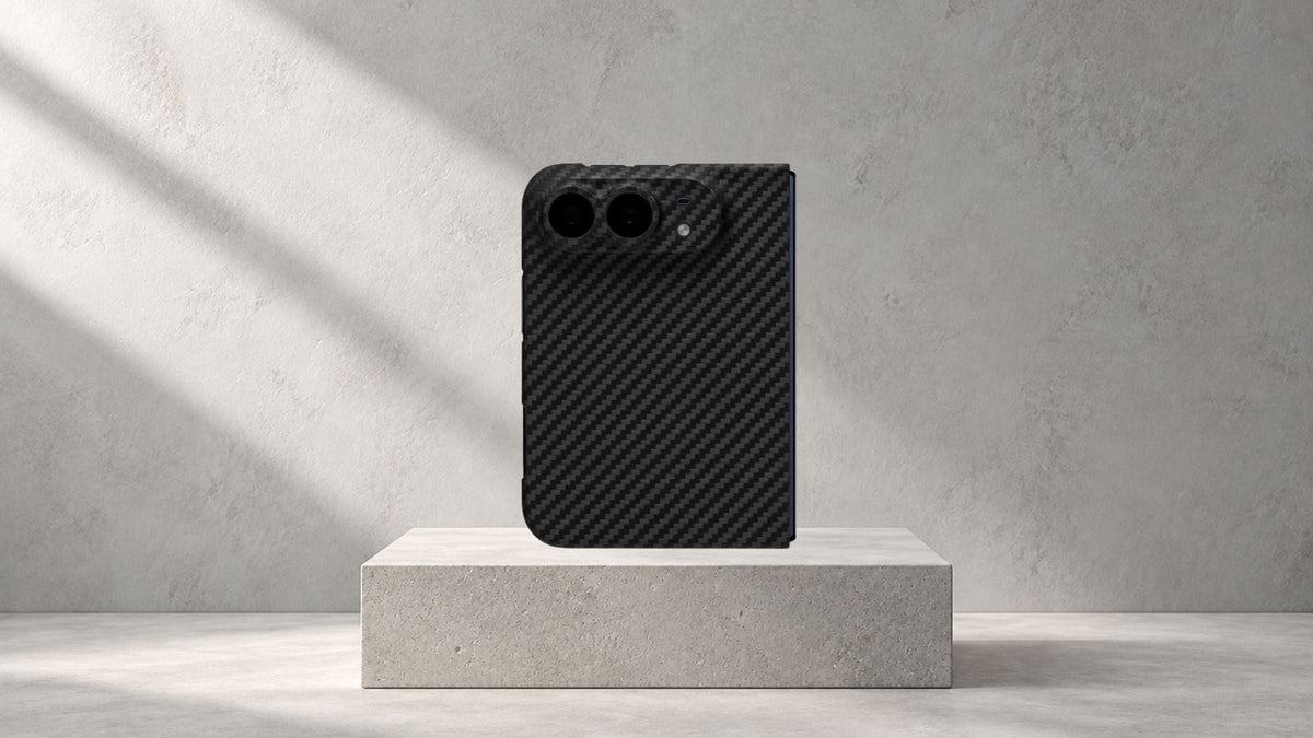 Latercase iPhone Duo case on a platform in a minimalist background