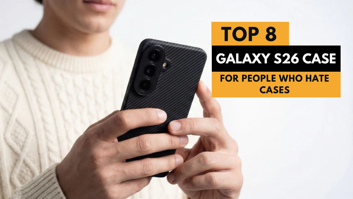  man is holding ThinBorne Galaxy S26 Case