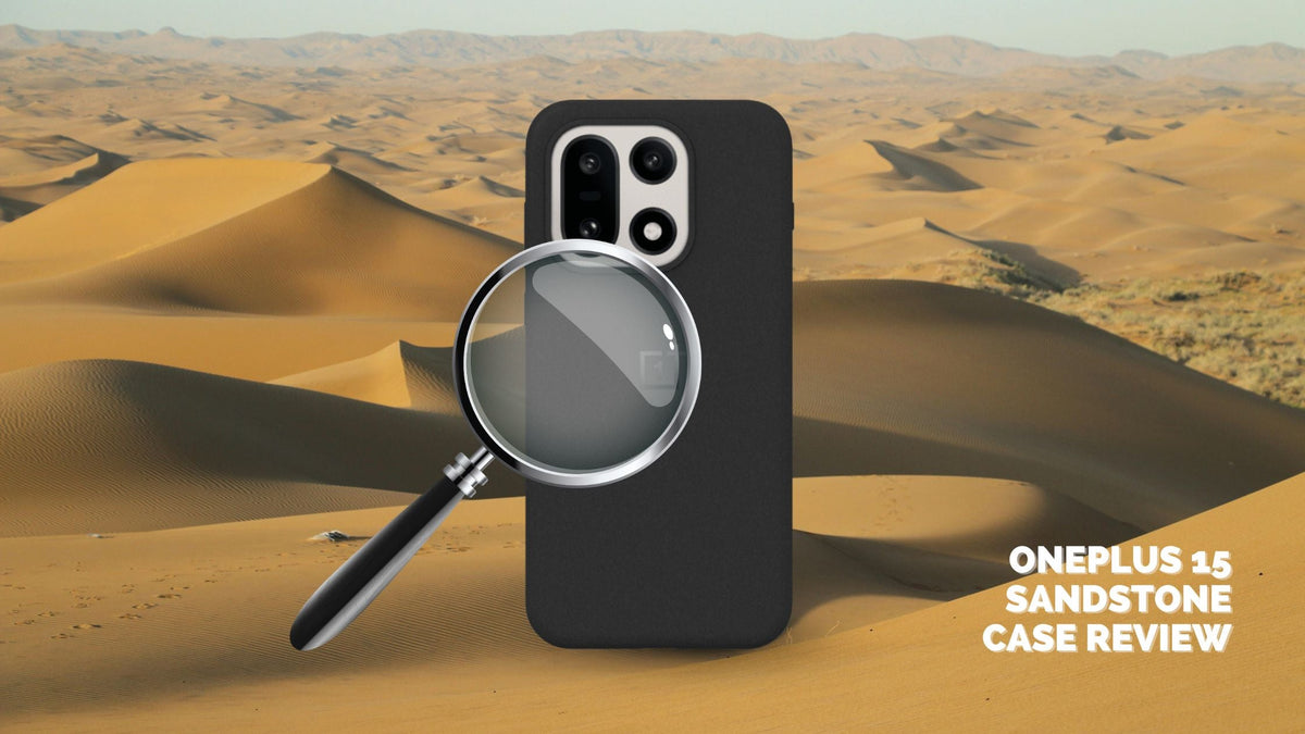 OnePlus 15 black Sandstone magnetic case with magnifying glass