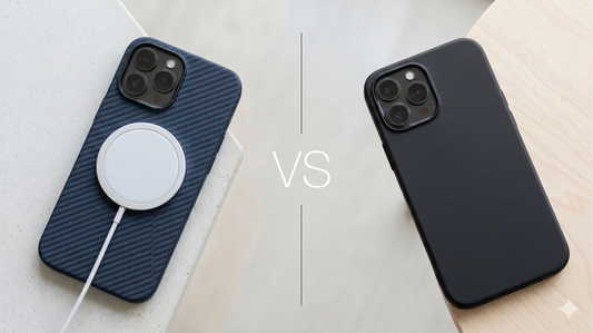Phones in MagSafe and non-MagSafe cases side by side