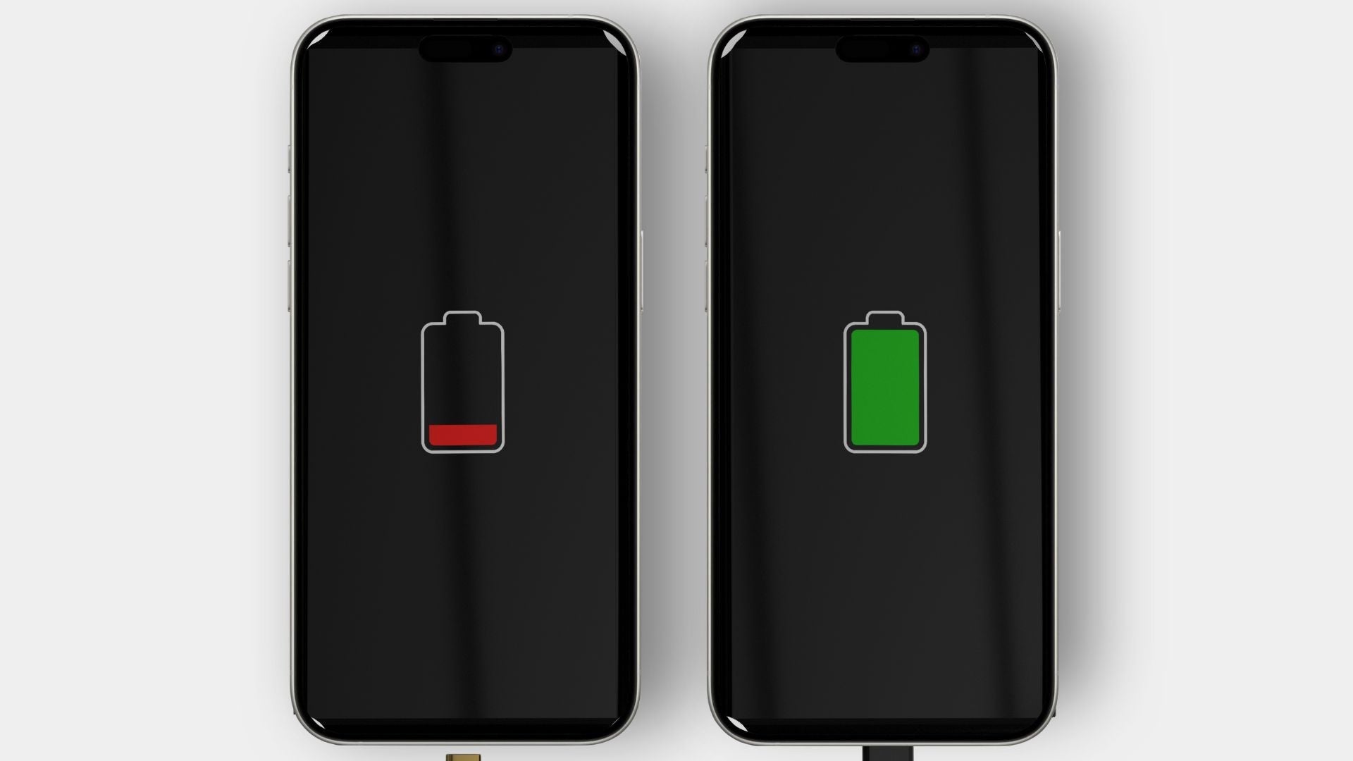 photo of iphone fast and regular charging concept