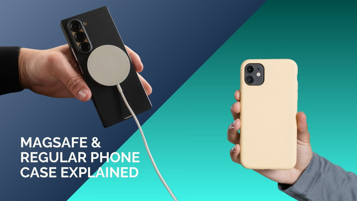 photo of magsafe case and regular phone case compared