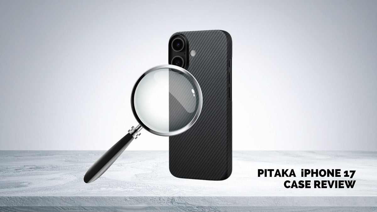 Magnifying glass hovering over black grey PITAKA S25 Ultra case