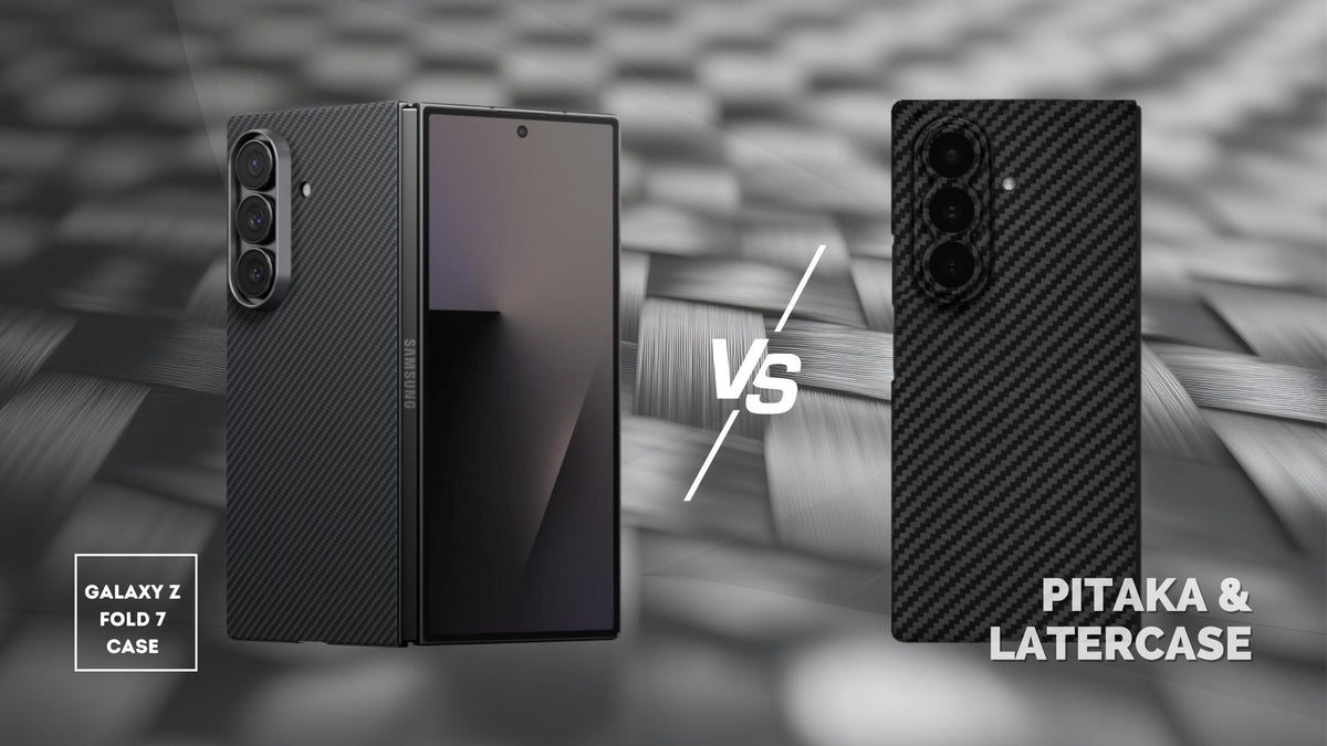 PITAKA Black Gray Galaxy Z Fold 7 Case beside Latercase Classic Black Case