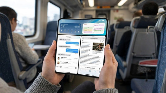 rumored Apple iPhone Fold shown in daily use with multitasking apps on a foldable display