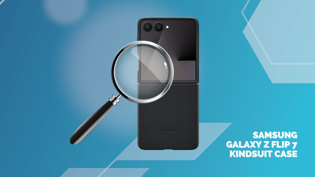 Magnifying glass hovering on the Galaxy Z Flip 7 Kindsuit case