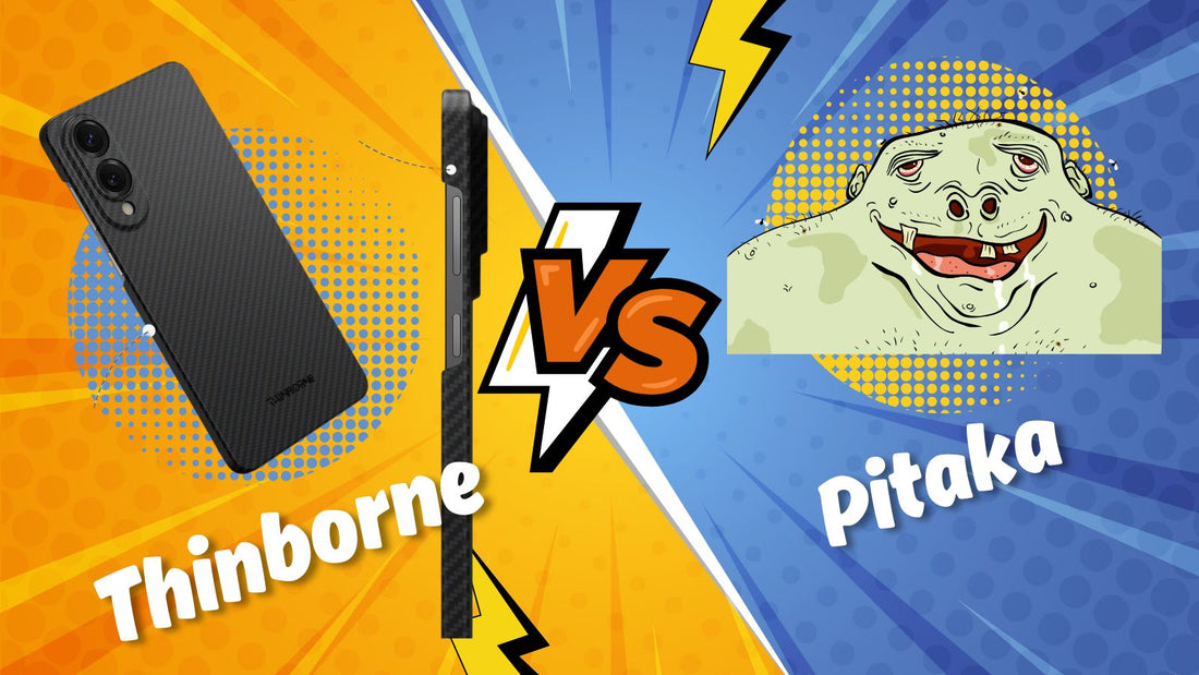 a picture showing thinborne vs pitaka galaxy s25 edge case
