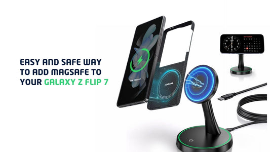 Thinborne banner photo with words- easy and safe way to add magsafe to your Galaxy z flip 7