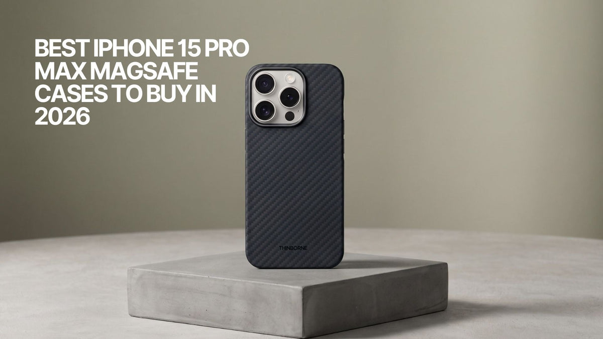 ThinBorne iPhone 15 Pro Max case with slim aramid fiber design and MagSafe support