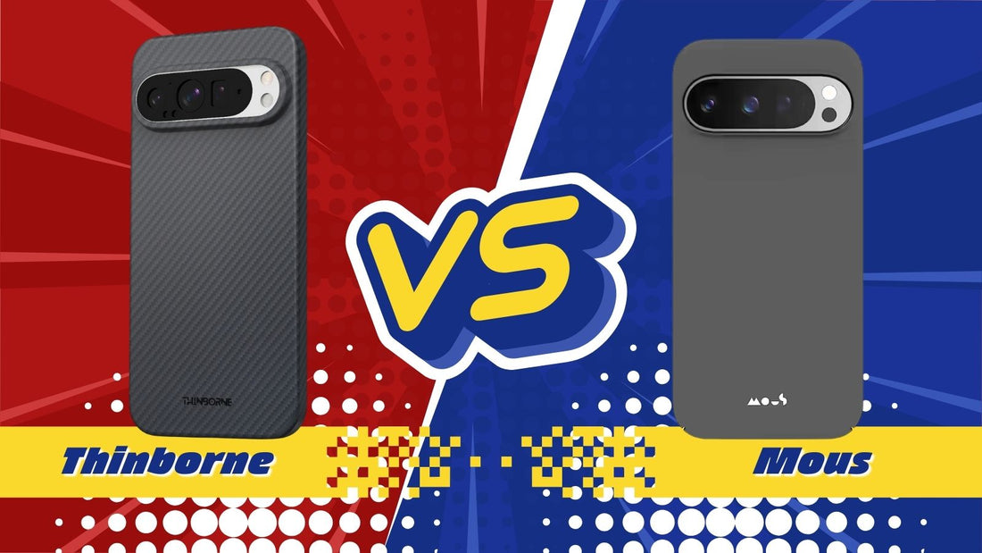 a picture showing thinborne vs mous super thin pixel 9 pro xl case