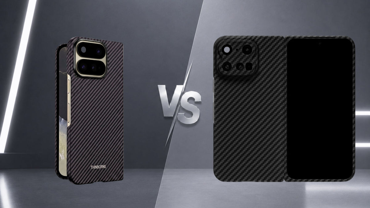 ThinBorne and Latercase Pixel 11 Pro Fold thin case side by side in a minimalist background