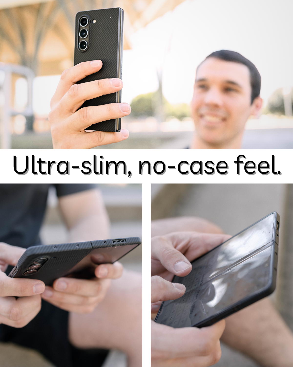 showing the thin fit ultra slim aramd fiber case