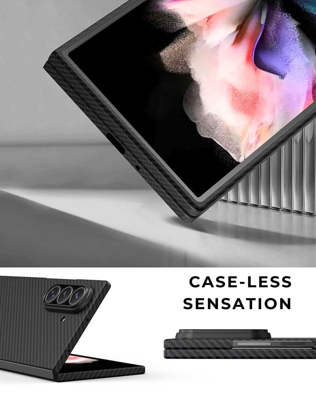 different angles to show the cutout design of galaxy z fold 7 case
