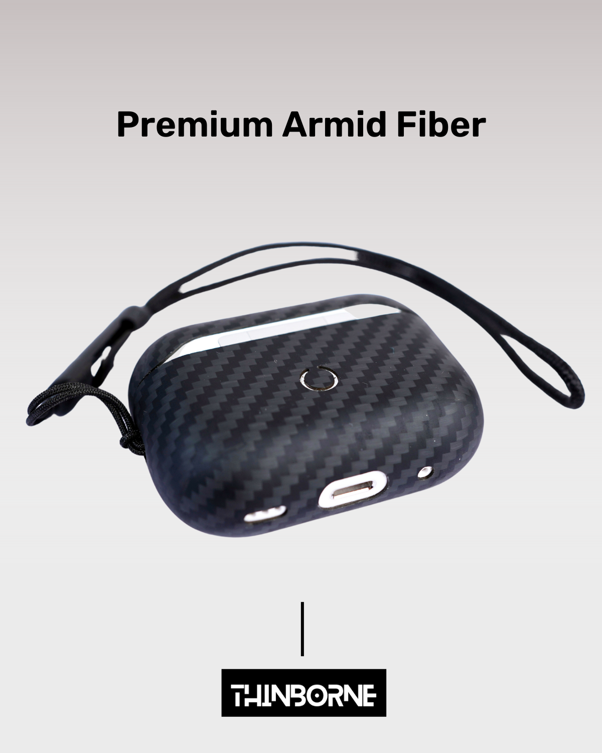 showing the ports and cut of out the aramid fiber airpods 2 pro case