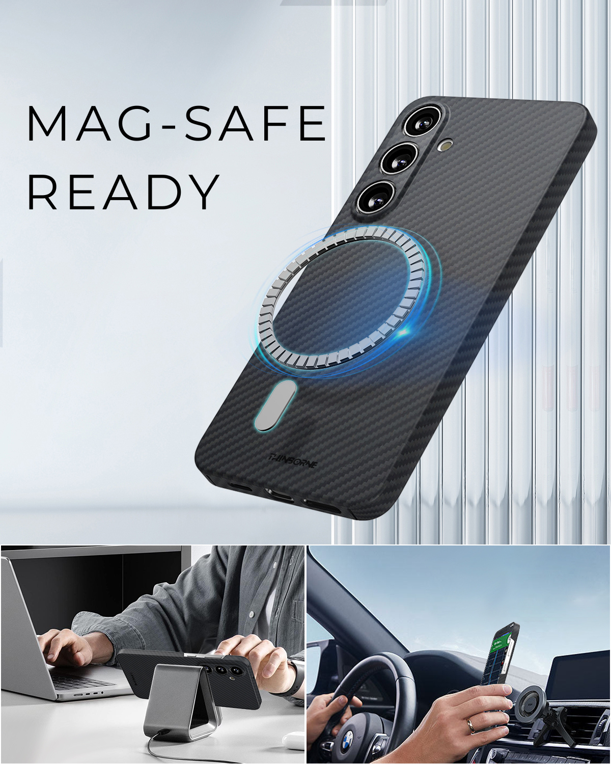 For Samsung Galaxy S24 Ultra S23+ Case Carbon Fiber Slim Cover