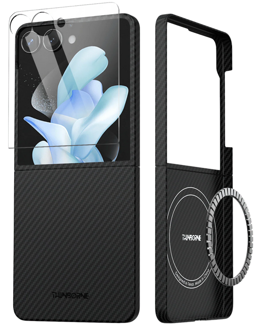 Thinborne Galaxy Z Flip 8 case showing the slim front cover and MagSafe compatible back.