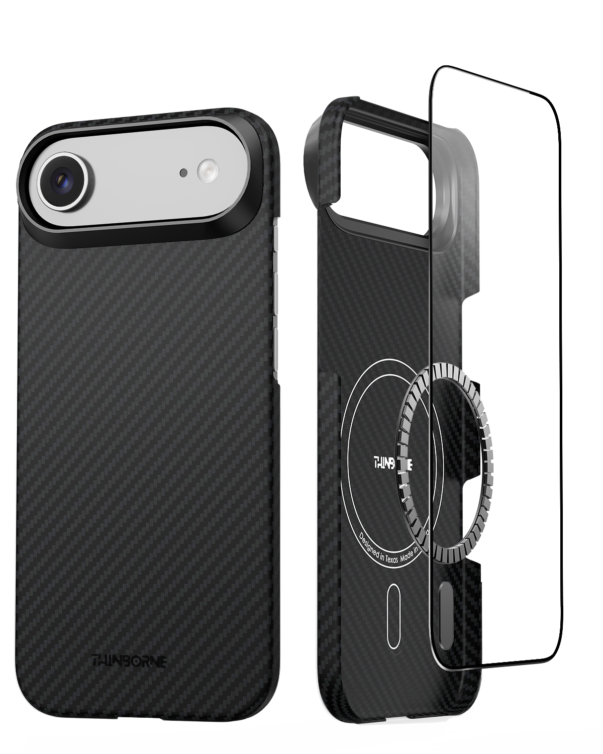 front and back view of iphone air super thin case with screen protector