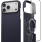 front and back view of iphone 17 pro max navy case with tempered glass screen protecctor