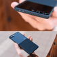 galaxy z flip 8 case held in hand, showcasing the precise port cutouts and slim aramid fiber texture.