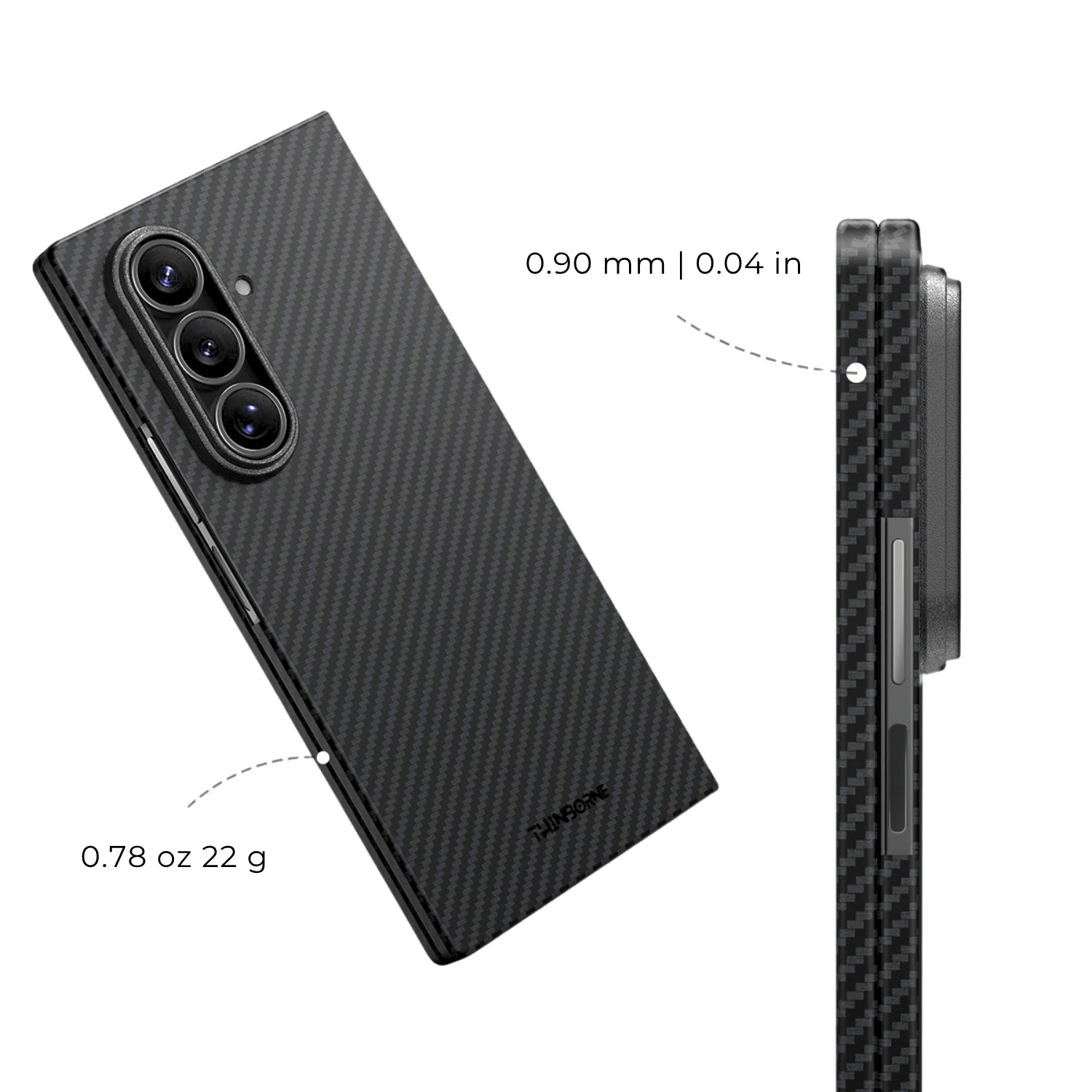 showing the side and back of galaxy z fold 8 utlra case