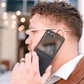 galaxy z flip 8 case being used by a person making a phone call, highlighting its sleek everyday look.