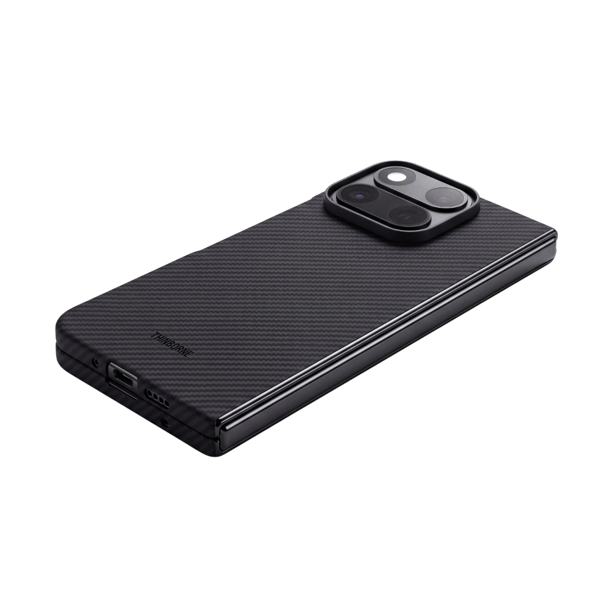 folded pixel 11 pro fold with aramid case laying on the surface