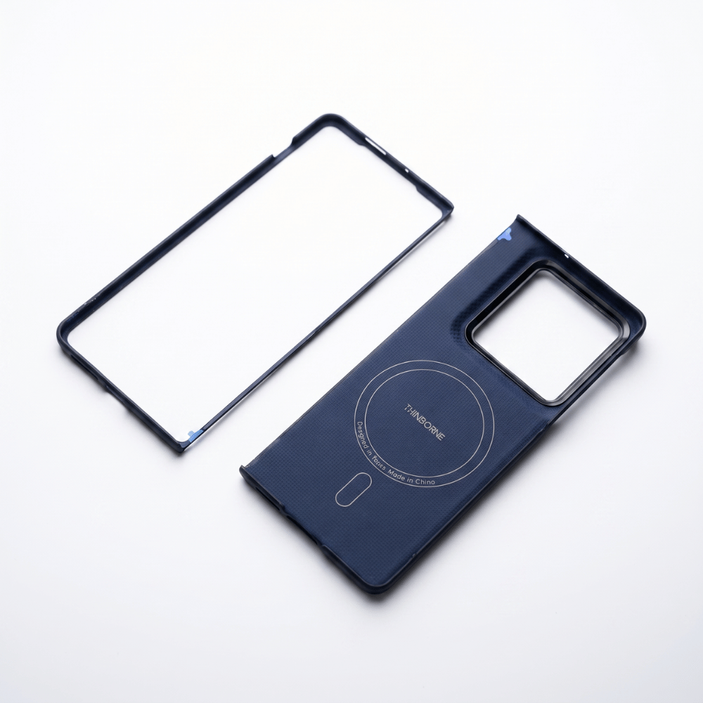 close shot of blue motorola razr fold case 