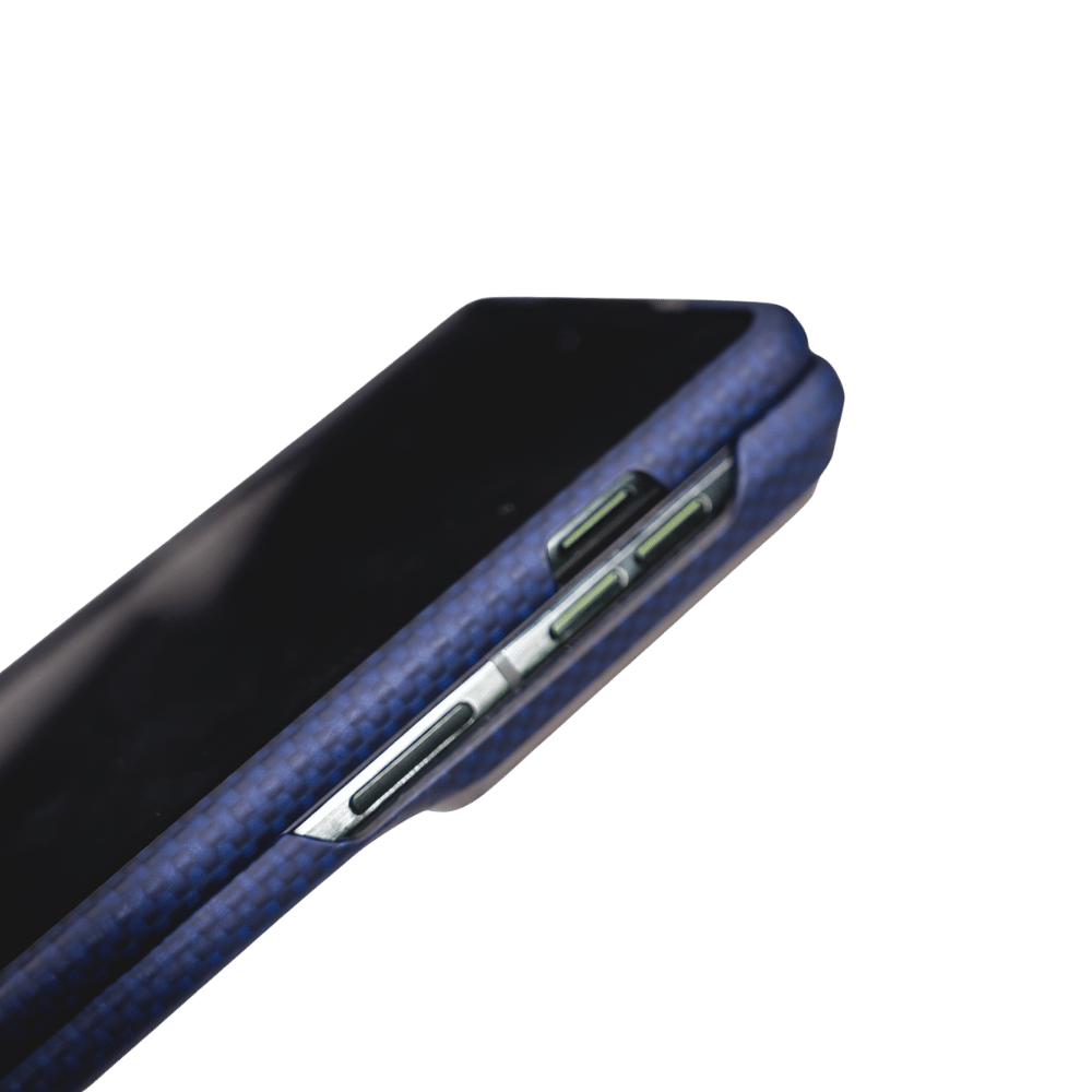 close shot of buttons cutouts for motorola razr fold case
