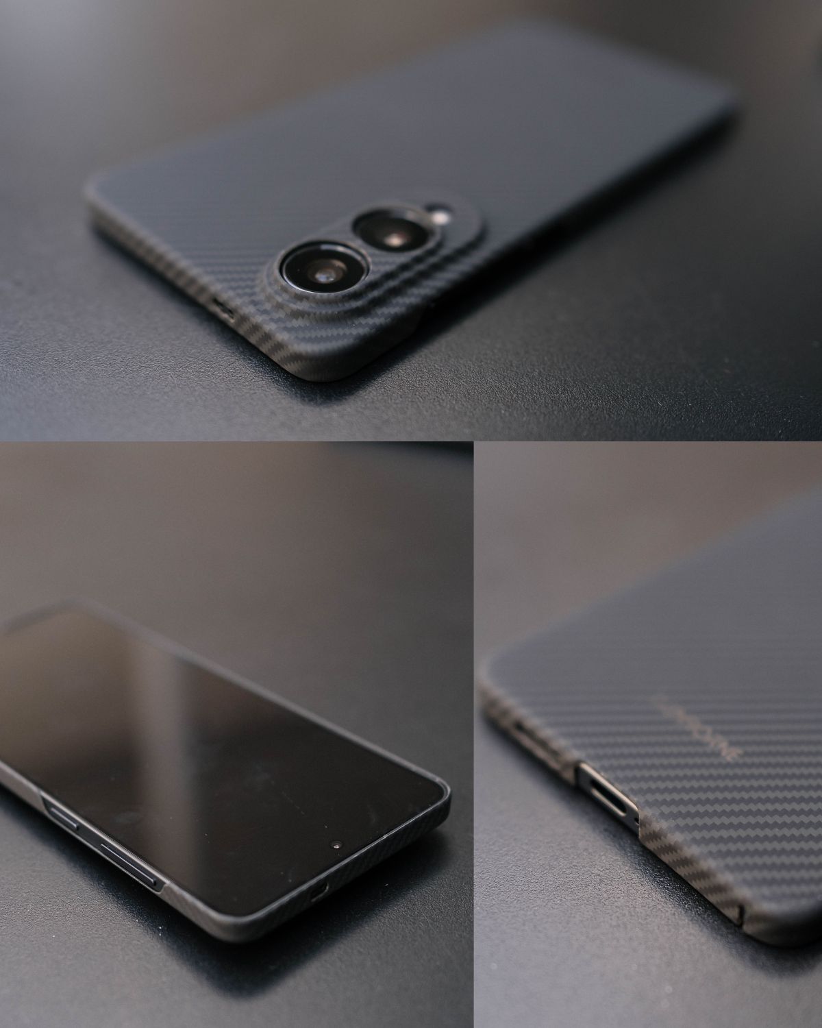  Close-up of the protective corner and speaker cutouts on a slim Galaxy S25 Edge phone case.