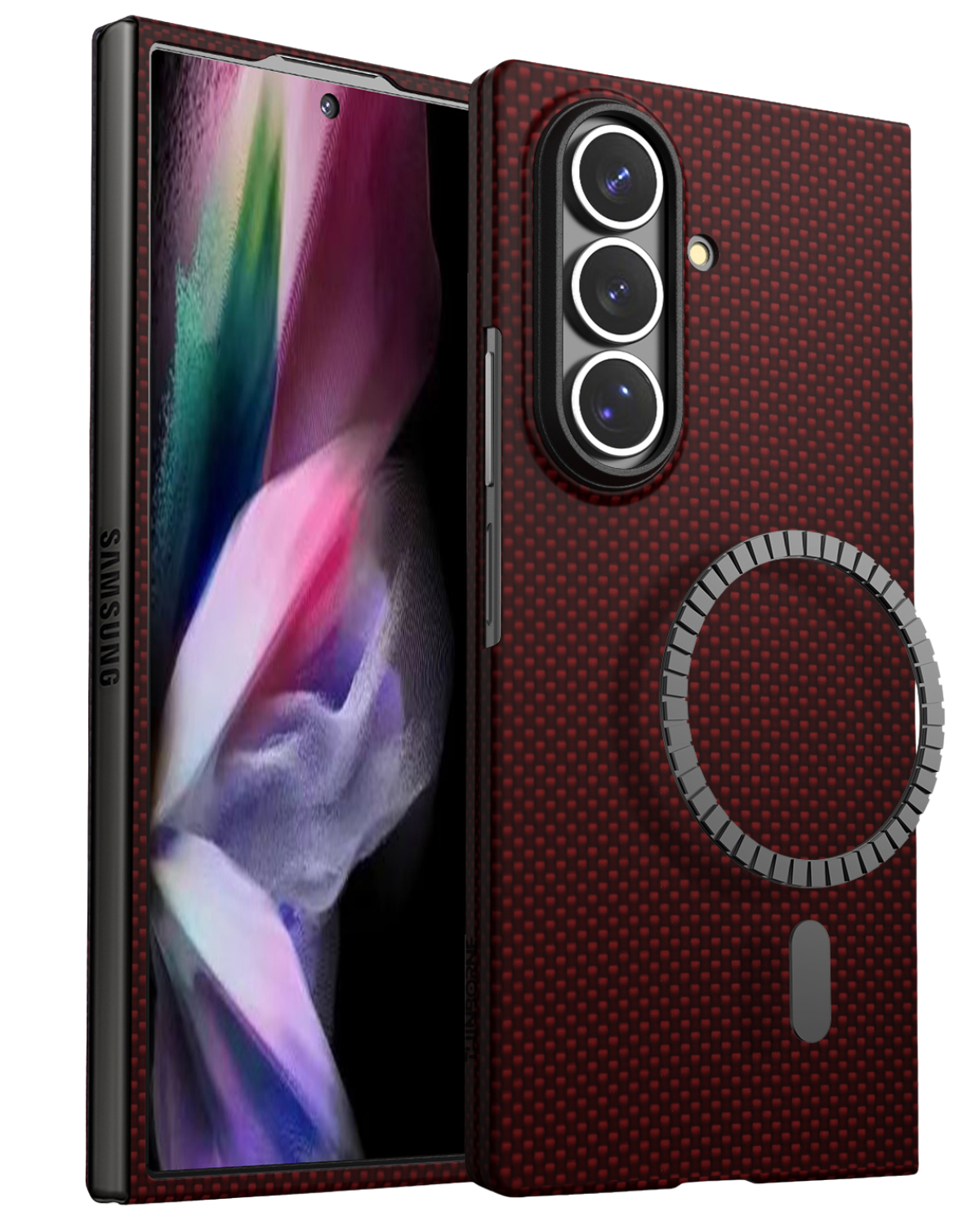 Super Thin Galaxy Z Fold 7 Case | Aramid Fiber | MagSafe - Bloody Red